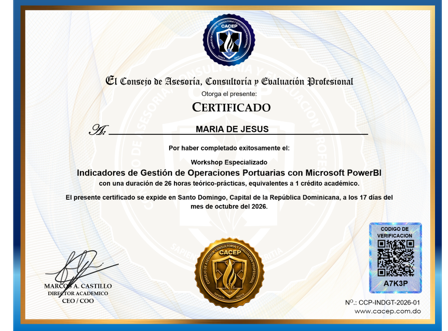 Certificado CACEP de muestra