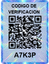 Ejemplo del código QR y Código de Verificación